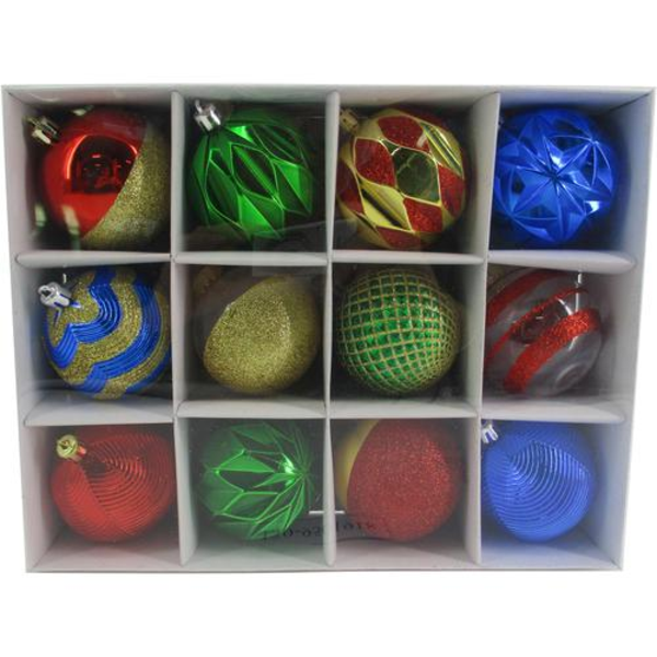 Juego de bolas navideñas de color multicolor - 12 unidades