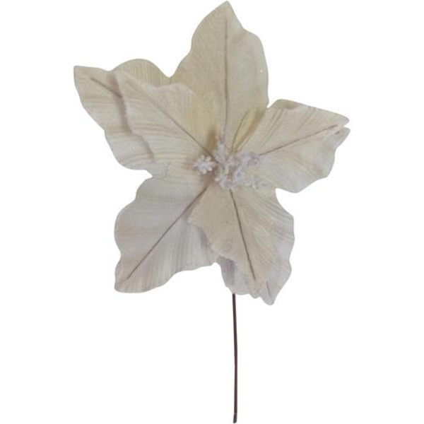 Flor artificial navideña mediana de color blanco/crema