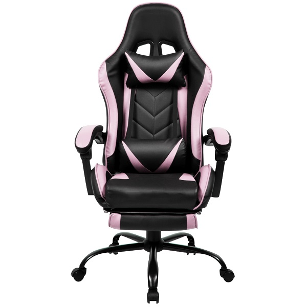 Silla gamer modelo LD002 de color rosado y negro