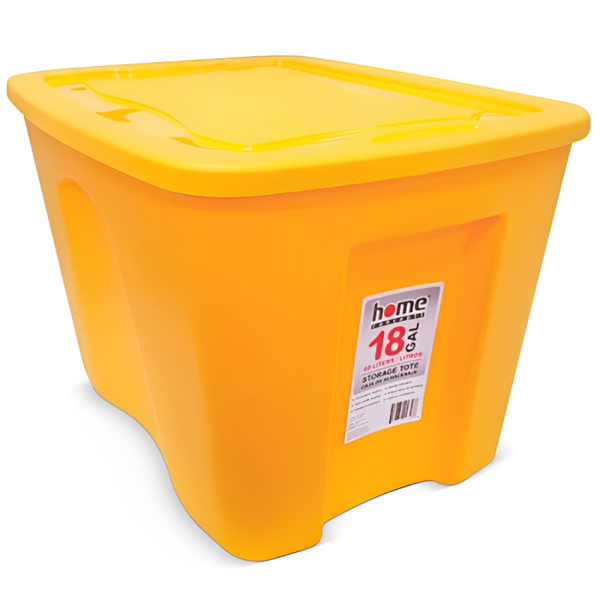 Caja plástica de almacenamiento de 18gl color amarillo