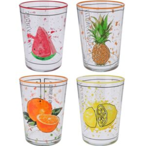 Vaso de vidrio de 17.25oz con diseños de Fruta surtidos