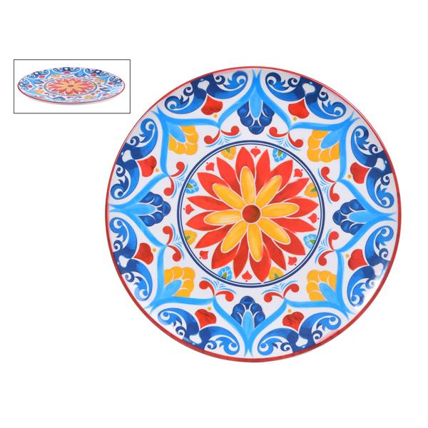 Plato de melamina grande 27cm Mosaico azul y rojo - Concepts