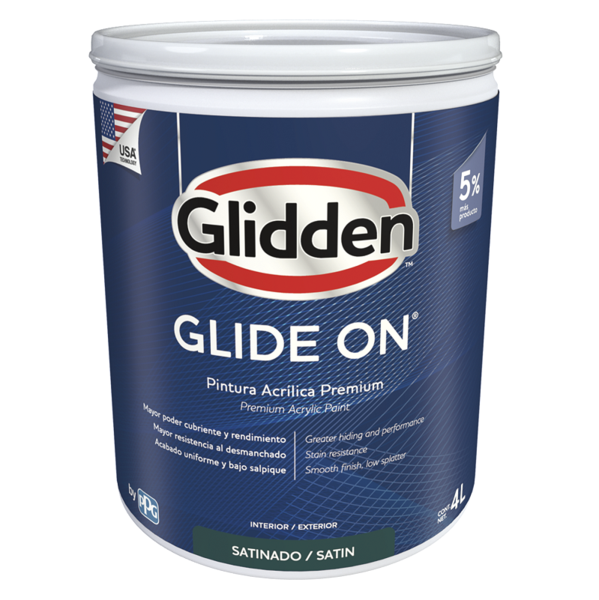 Pintura acrílica Glide On acabado satinado BM 1gl