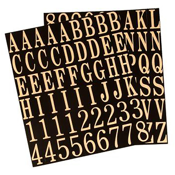 Letras y números negro/dorado 25mm (1in)