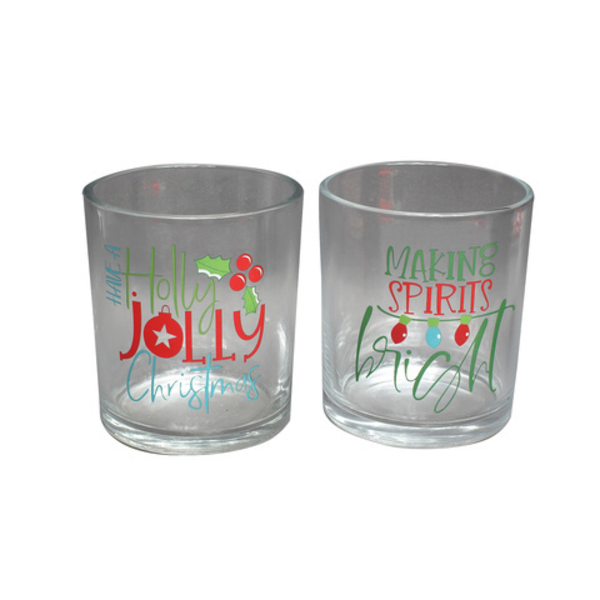 Vaso de vidrio DOF 368ml con frases Jolly