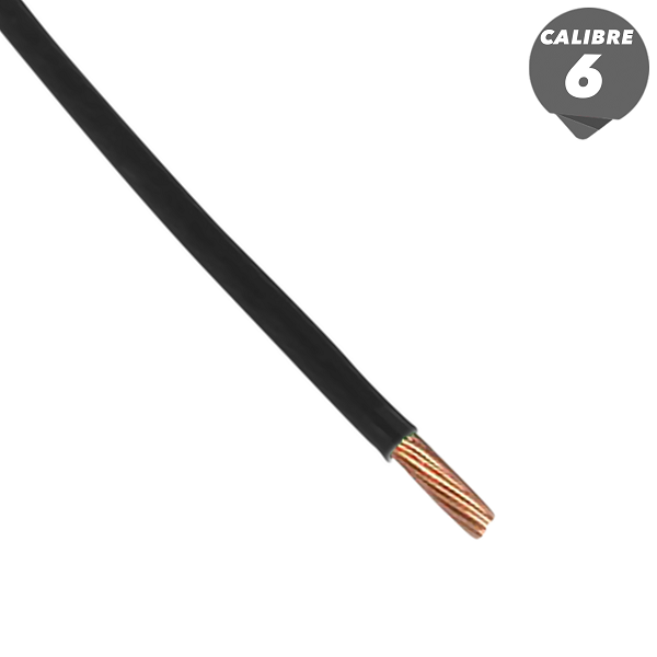 Cable THHN de 1m calibre 6AWG color negro