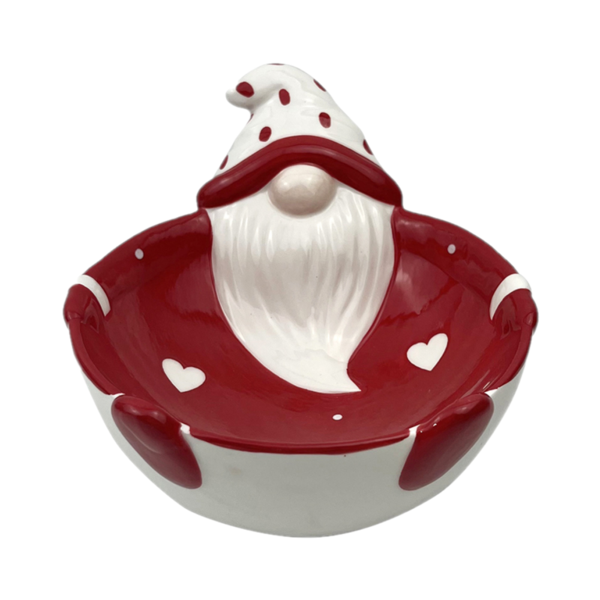 Bowl de cerámica con diseño Cabeza Gnomo color rojo