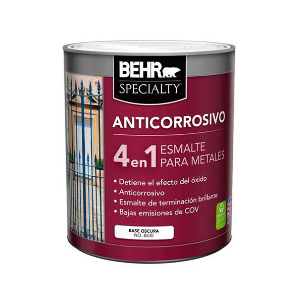 Pintura Anticorrosiva 4 en 1 para metales base oscura 1/4gl