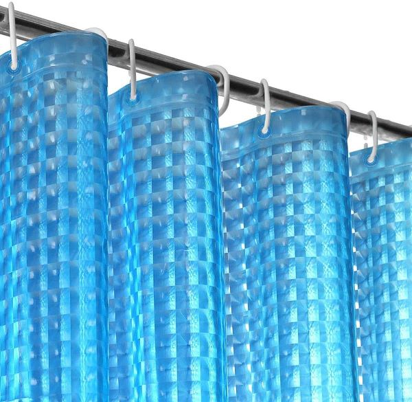 Cortina plástica de baño 3D color azul