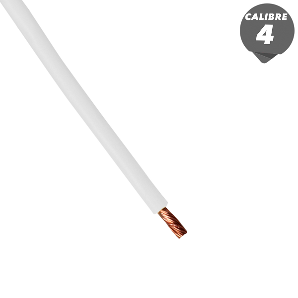 Cable THHN de 1m calibre 4AWG color blanco