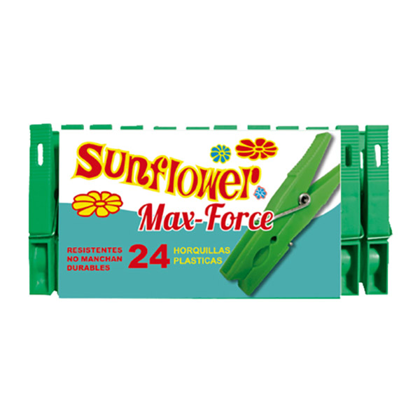 Horquillas plásticas max force 24 unidades Sunflower