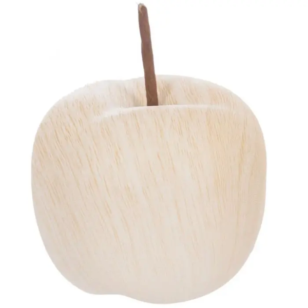 Manzana de cerámica 9.5cm x 8cm decorativa color blanca