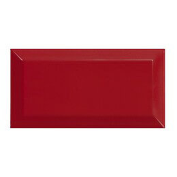 Pared de cerámica de 10cm x 20cm Rojo Brillo Biselado - caja de 1m2