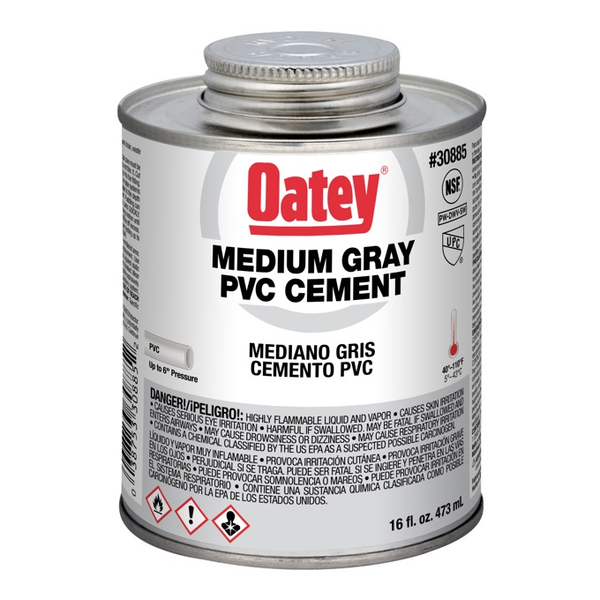 Cemento líquido para PVC de 1 pinta gris medio