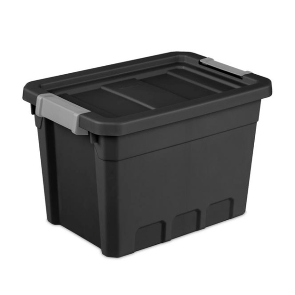 Caja de almacenamiento con tapa 7.5gl apilable color negro