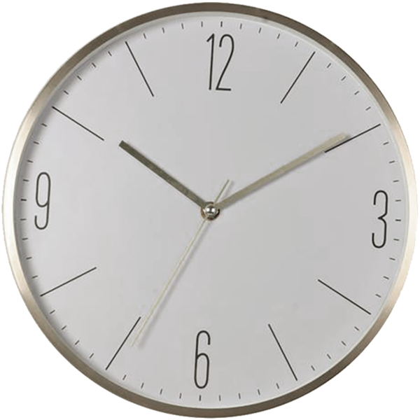Reloj de pared con marco de metal color plateado/blanco