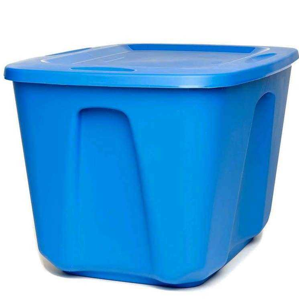 Caja plástica con tapa y capacidad de 18gl para almacenar color azul