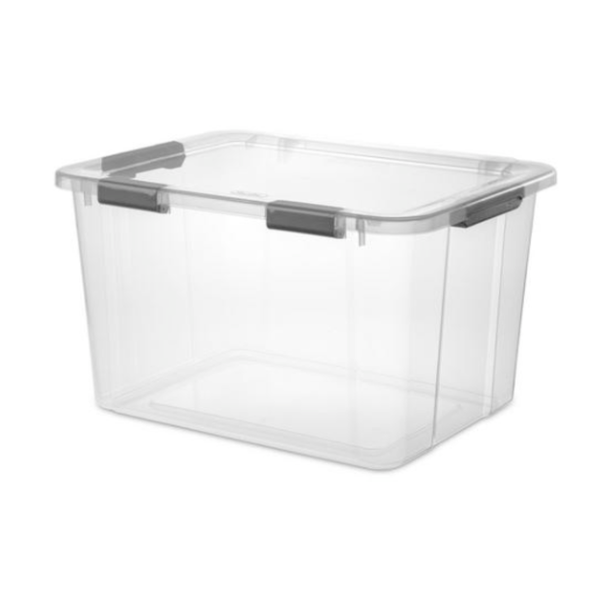 Caja de almacenamiento con tapa de 20gl apilable color transparente