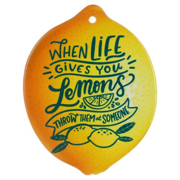 Porta caliente con diseño de limón when life sin agarrador