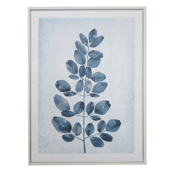 Cuadro decorativo 50cm x 40cm diseño rama con hojas color azul