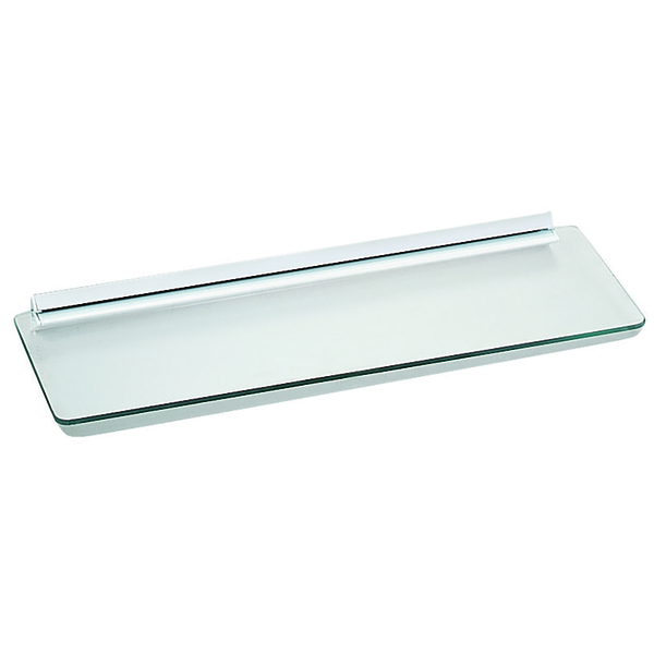 Tablilla de vidrio decorativa 81" x 24"  con soporte blanco