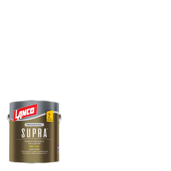 Pintura de látex acrílica Supra acabado mate base pastel 1/4gl LANCO