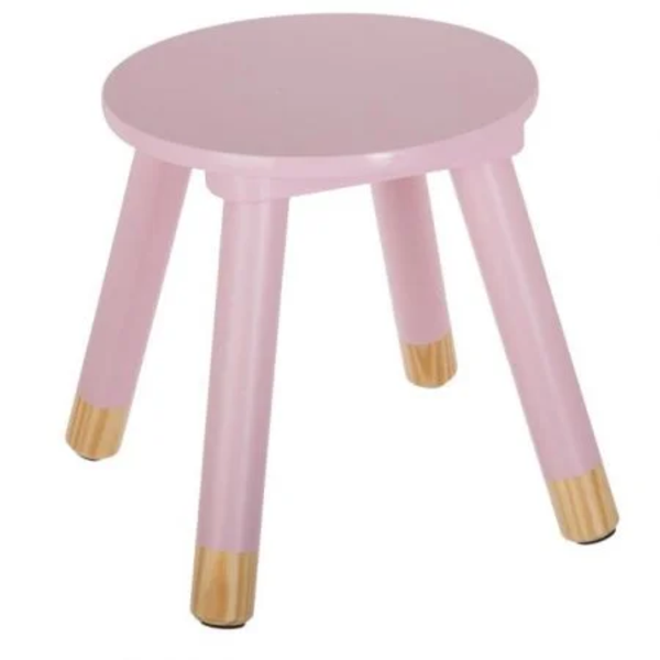 Taburete de madera modelo nina color rosa