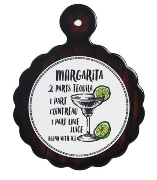 Placa decorativa plástica con frase Margaritas de color negro CONCEPTS