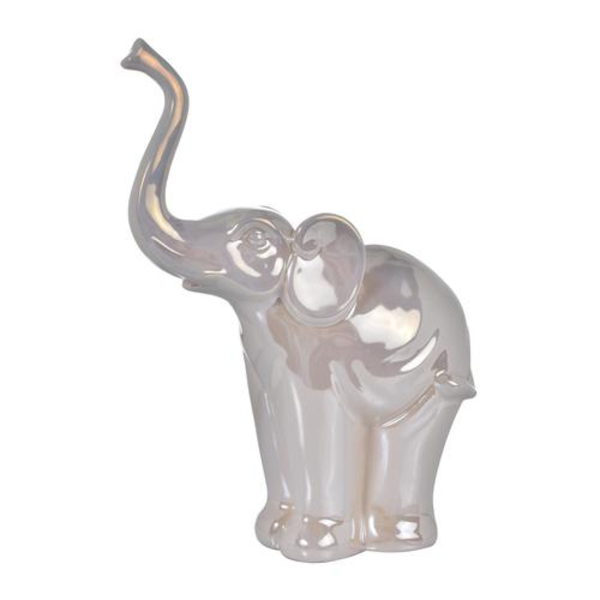 Elefante de 20cm x 26cm decorativo de color blanco perlado