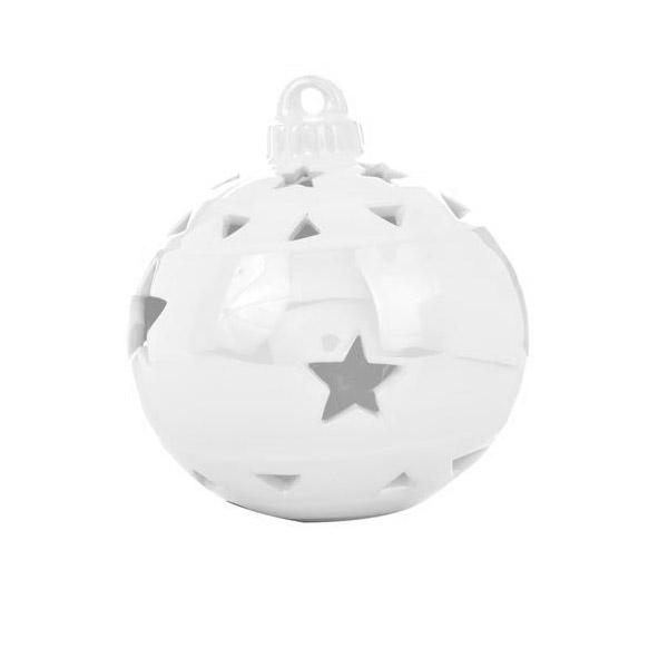 Esfera con luz con diseño navideño de color blanca