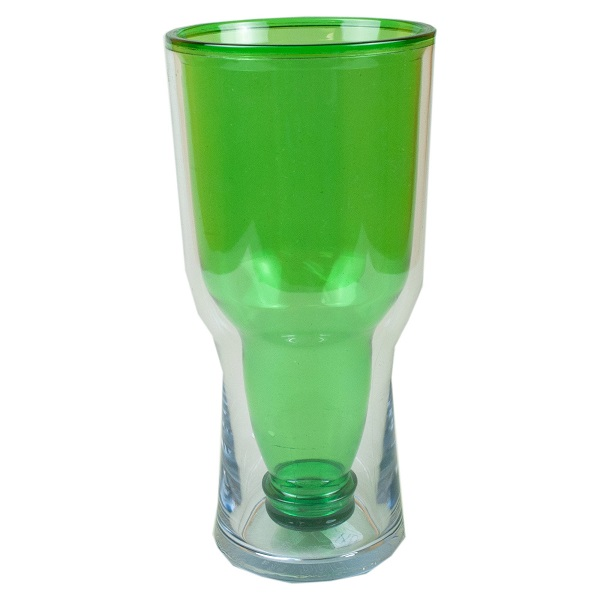 Vaso plástico de 18oz color verde con diseño de botella de cerveza