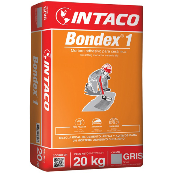 Pegamento Bondex 1 de 20kg color gris para cerámica