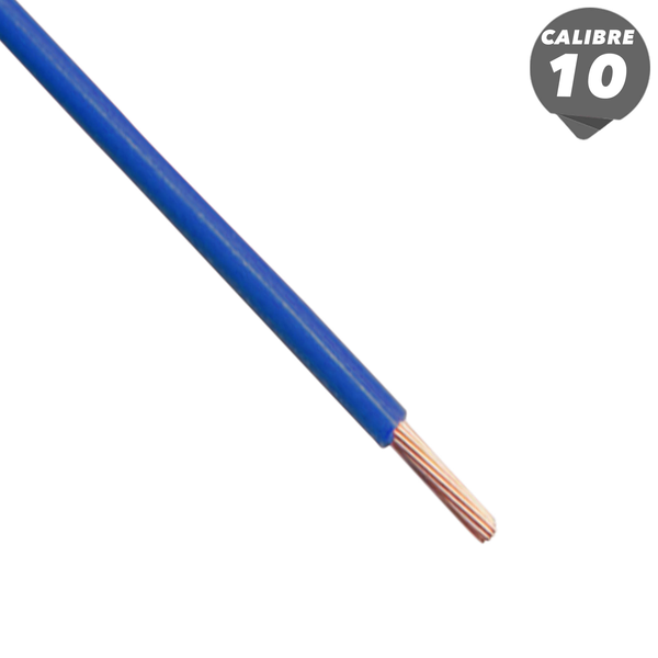 Cable eléctrico THHN de 1m de calibre 10 AWG de color azul