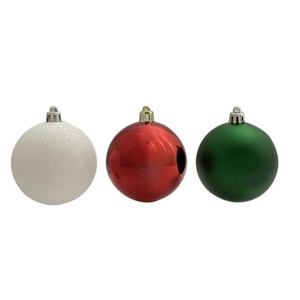 Juego de bolas navideñas de 40mm color rojo/verde/blanco - 12 unidades