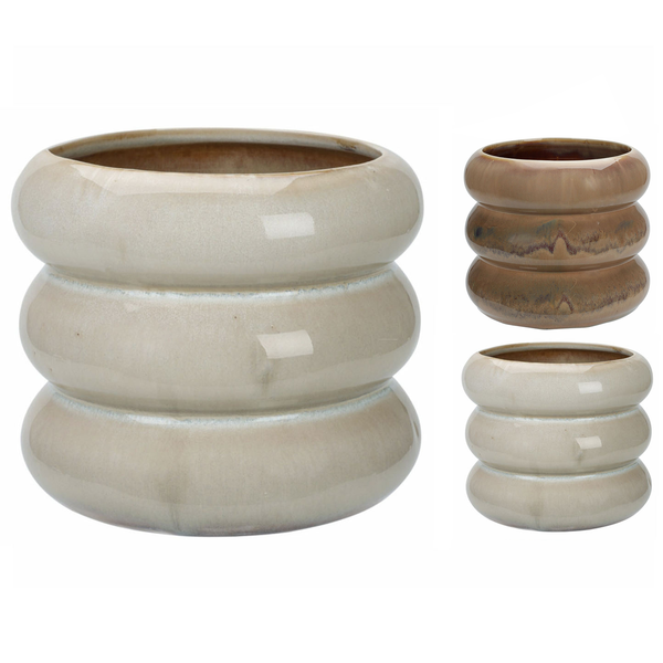 Pote de cerámica 13.5cm con diseño cilíndrico de colores surtidos