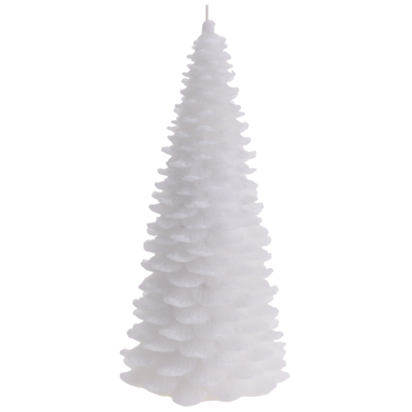 Vela de parafina con forma de Árbol Navideño color blanco