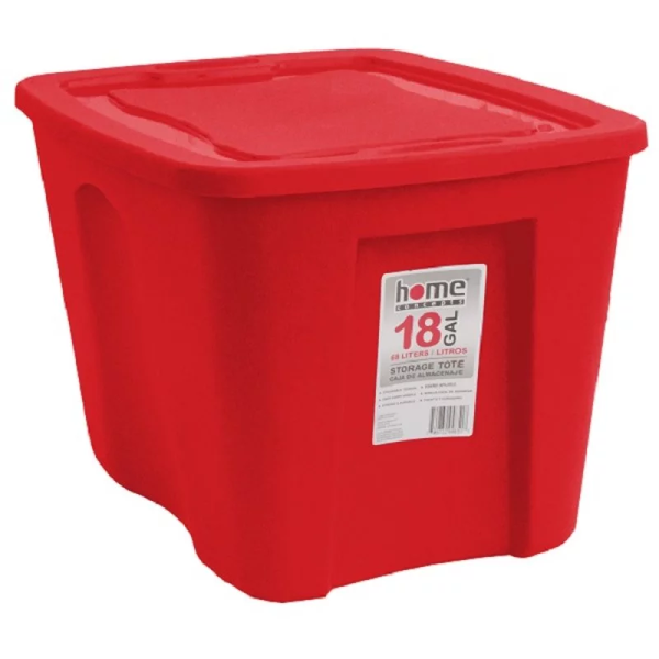 Caja plástica para almacenar de 18gl color rojo