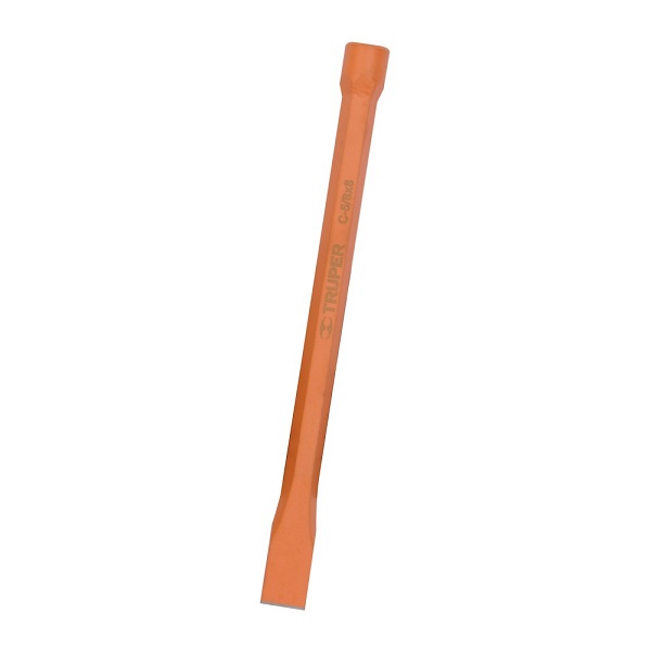 Cincel de corte frío de 5/8" x 8" de punta plana color naranja TRUPER