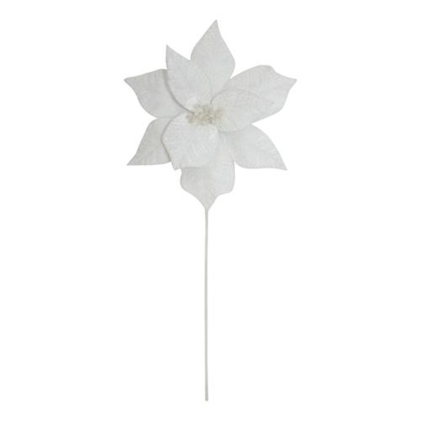 Flor artificial navideña de 27cm Poinsetia de color blanco