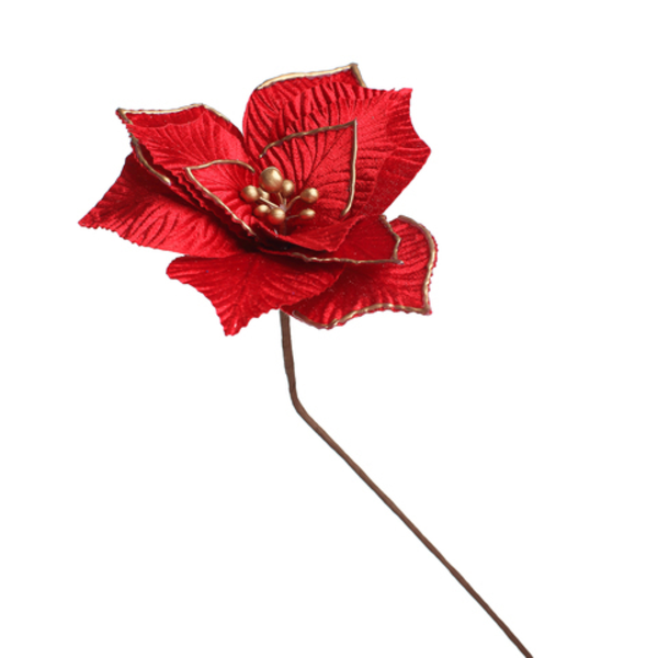 Adorno navideño Poinsettia roja y dorada de 45cm x 21cm