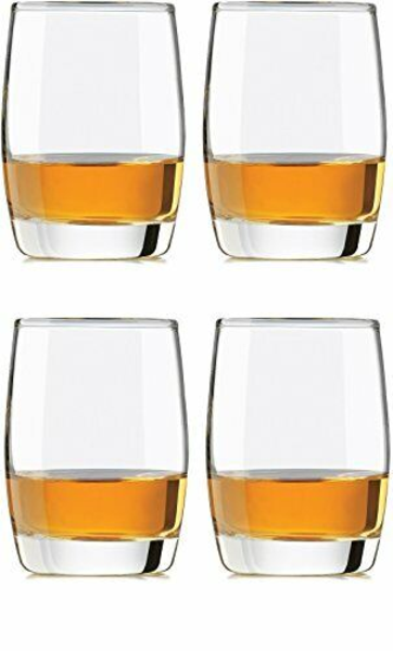 Juego de vasos de vidrio 12oz  doble cara para whisky - 4 unidades