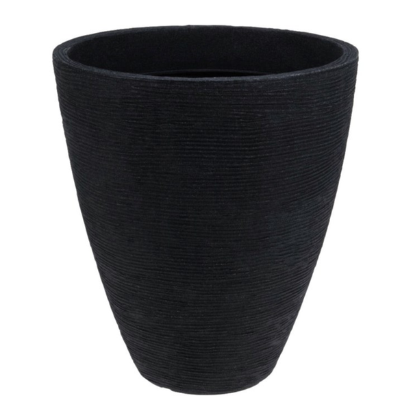 Pote plástico de 39cm x 42cm con diseño acanalado color negro