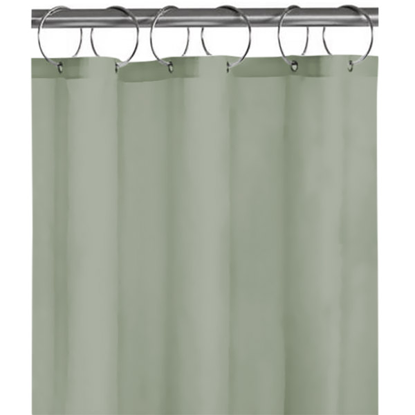 Cortina de baño plástica de 6 ganchos de color verde claro
