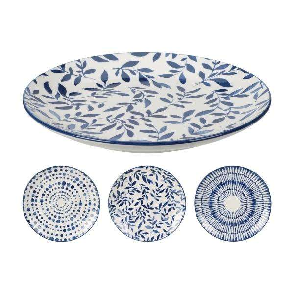 Plato de porcelana 27cm de diseños surtidos azul marino