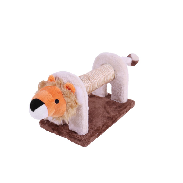 Rascador de tela con diseño de león para gato