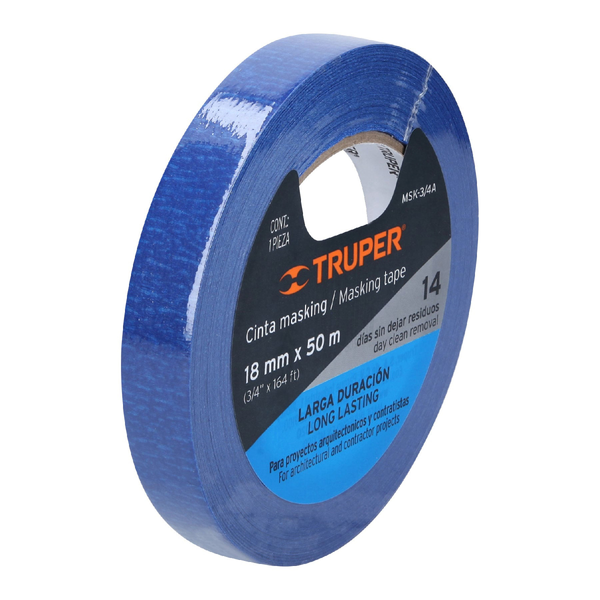 Cinta masking tape azul de 3/4" x 50 m para pintor