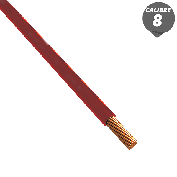Cable THHN de 1m calibre 8AWG color rojo
