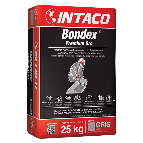 Pegamento Bondex Premium Oro de 25kg adhesivo minerales y porcelánico