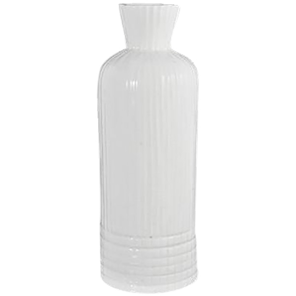Florero de cerámica de 9m x 25cm con forma de botella color blanco