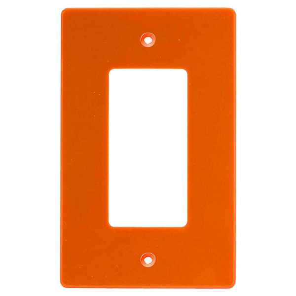 Placa doble decora de color naranja con tornillo expuesto